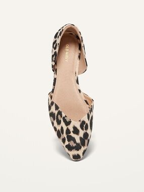 Old Navy Canvas Leopard-Print Dorsay Flats pointed toes slip on